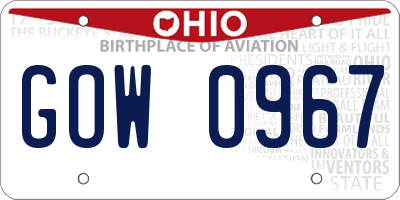 OH license plate GOW0967