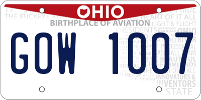 OH license plate GOW1007