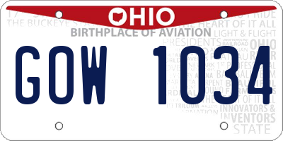 OH license plate GOW1034