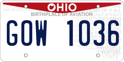 OH license plate GOW1036