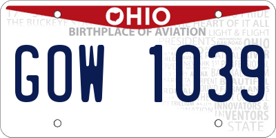 OH license plate GOW1039