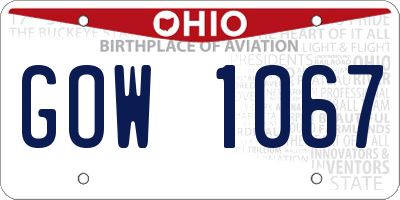 OH license plate GOW1067