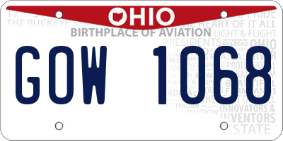 OH license plate GOW1068