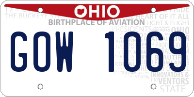 OH license plate GOW1069