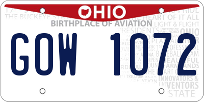 OH license plate GOW1072