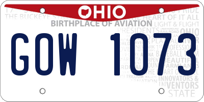 OH license plate GOW1073
