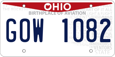 OH license plate GOW1082