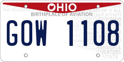 OH license plate GOW1108