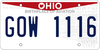 OH license plate GOW1116