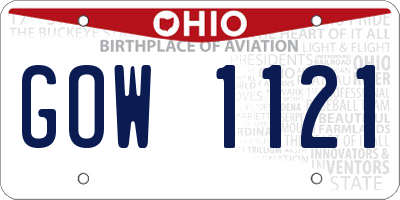 OH license plate GOW1121