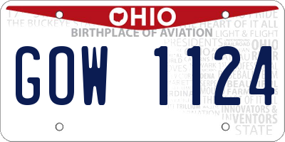 OH license plate GOW1124