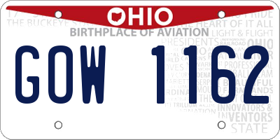 OH license plate GOW1162