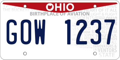 OH license plate GOW1237