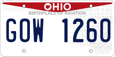 OH license plate GOW1260