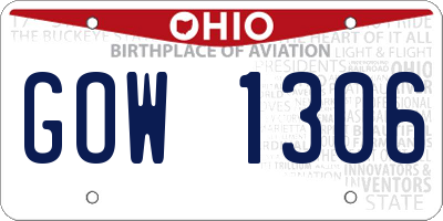 OH license plate GOW1306