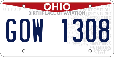 OH license plate GOW1308