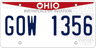 OH license plate GOW1356