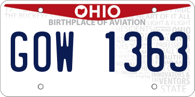 OH license plate GOW1363