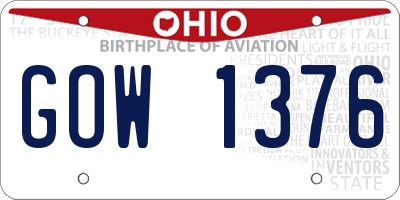 OH license plate GOW1376