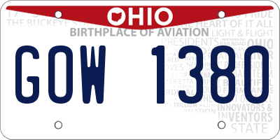 OH license plate GOW1380