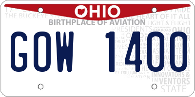 OH license plate GOW1400