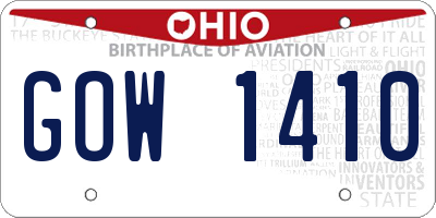 OH license plate GOW1410