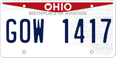 OH license plate GOW1417