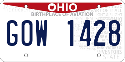 OH license plate GOW1428