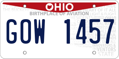 OH license plate GOW1457