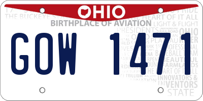 OH license plate GOW1471