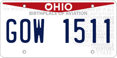 OH license plate GOW1511