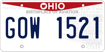 OH license plate GOW1521