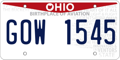 OH license plate GOW1545