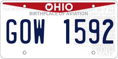 OH license plate GOW1592
