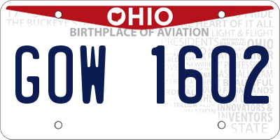 OH license plate GOW1602
