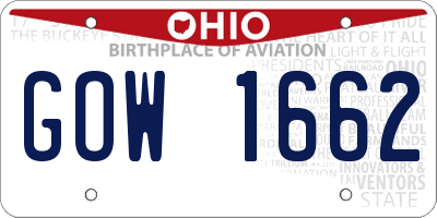 OH license plate GOW1662