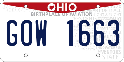 OH license plate GOW1663