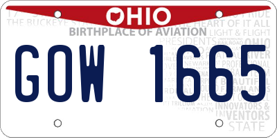 OH license plate GOW1665