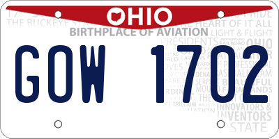 OH license plate GOW1702