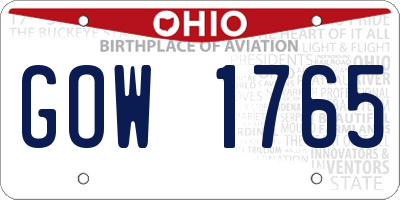OH license plate GOW1765