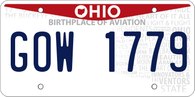 OH license plate GOW1779