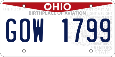 OH license plate GOW1799