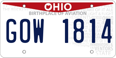 OH license plate GOW1814