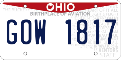 OH license plate GOW1817