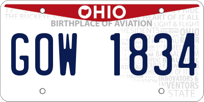 OH license plate GOW1834