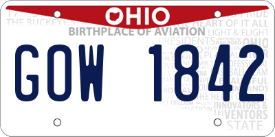 OH license plate GOW1842