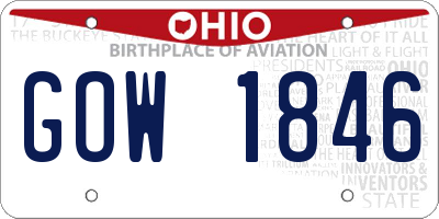 OH license plate GOW1846
