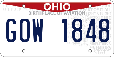 OH license plate GOW1848