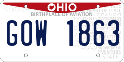 OH license plate GOW1863