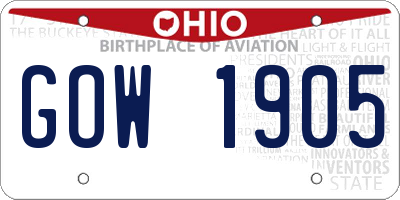 OH license plate GOW1905